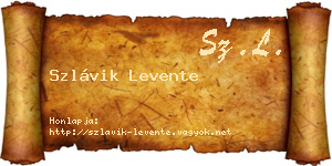 Szlávik Levente névjegykártya